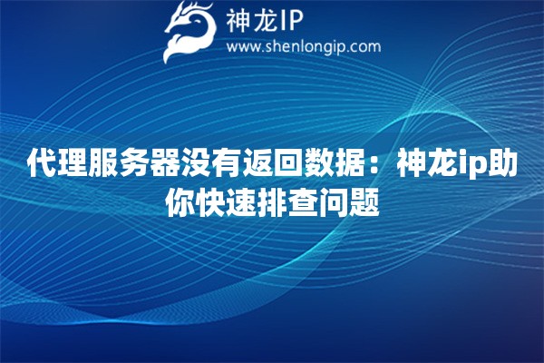 代理服務(wù)器沒有返回?cái)?shù)據(jù)：神龍ip助你快速排查問題
