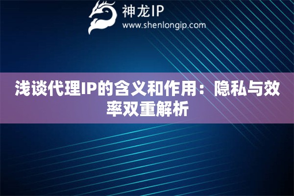 淺談代理IP的含義和作用：隱私與效率雙重解析