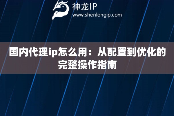 國(guó)內(nèi)代理ip怎么用：從配置到優(yōu)化的完整操作指南