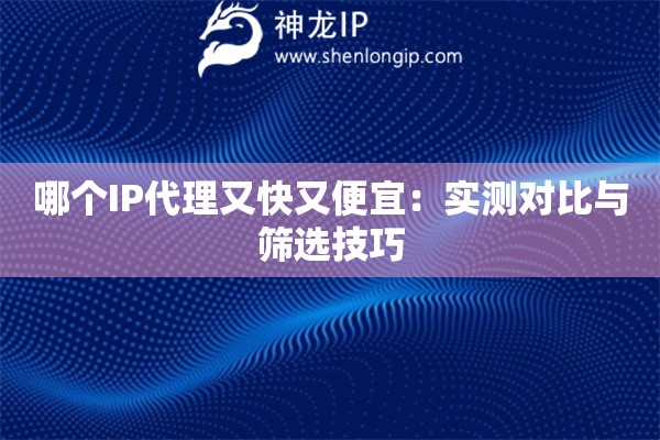 哪個IP代理又快又便宜：實測對比與篩選技巧