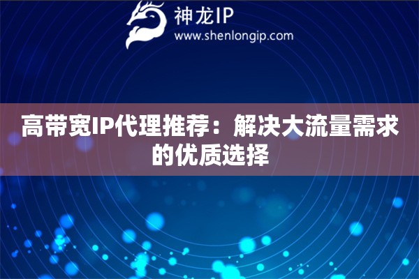 高帶寬IP代理推薦：解決大流量需求的優(yōu)質(zhì)選擇