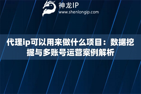 代理ip可以用來做什么項(xiàng)目：數(shù)據(jù)挖掘與多賬號(hào)運(yùn)營案例解析