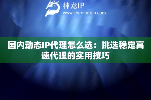 國(guó)內(nèi)動(dòng)態(tài)IP代理怎么選：挑選穩(wěn)定高速代理的實(shí)用技巧