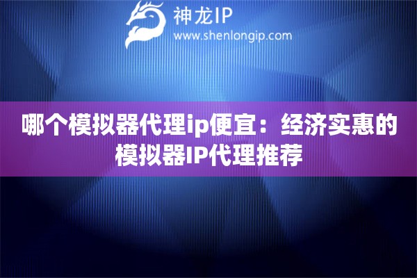 哪個(gè)模擬器代理ip便宜：經(jīng)濟(jì)實(shí)惠的模擬器IP代理推薦