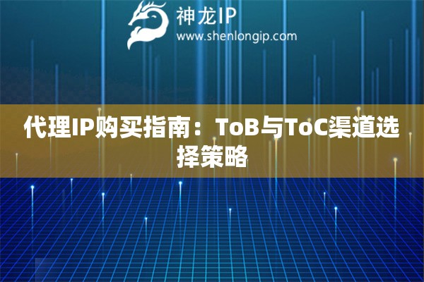 代理IP購買指南：ToB與ToC渠道選擇策略