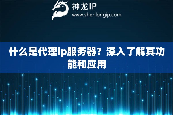 什么是代理ip服務(wù)器？深入了解其功能和應(yīng)用