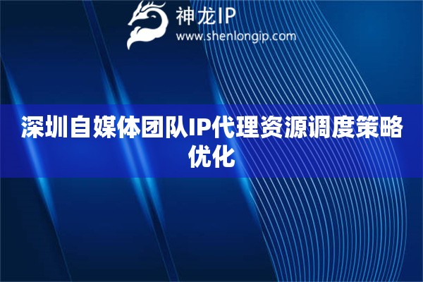 深圳自媒體團(tuán)隊(duì)IP代理資源調(diào)度策略優(yōu)化
