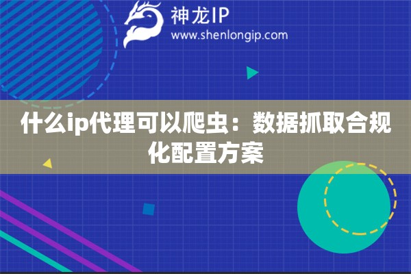 什么ip代理可以爬蟲：數(shù)據(jù)抓取合規(guī)化配置方案