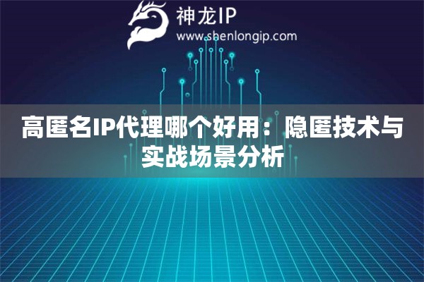 高匿名IP代理哪個好用：隱匿技術(shù)與實戰(zhàn)場景分析