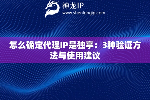 怎么確定代理IP是獨享：3種驗證方法與使用建議