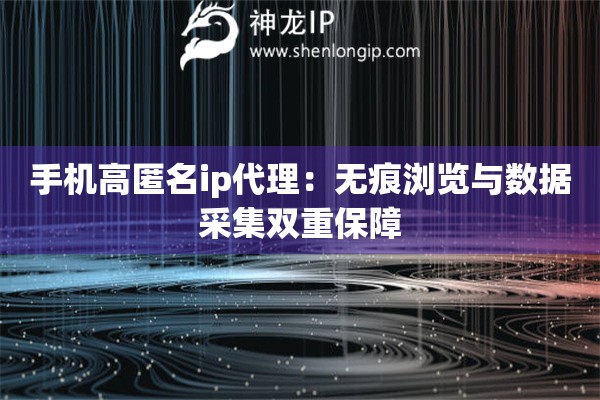 詳細(xì)閱讀:手機(jī)高匿名ip代理:無痕瀏覽與數(shù)據(jù)采集雙重保障 手機(jī)高匿名ip代理:無痕瀏覽與數(shù)據(jù)采集雙重保障