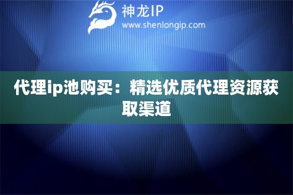 代理ip池購買：精選優(yōu)質代理資源獲取渠道