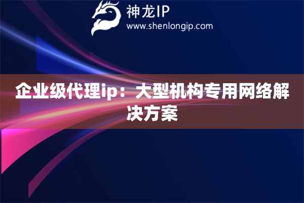 企業(yè)級代理ip：大型機(jī)構(gòu)專用網(wǎng)絡(luò)解決方案