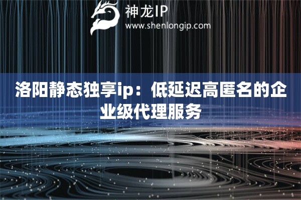 洛陽靜態(tài)獨(dú)享ip：低延遲高匿名的企業(yè)級代理服務(wù)