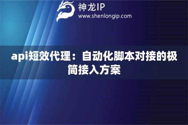 api短效代理：自動化腳本對接的極簡接入方案