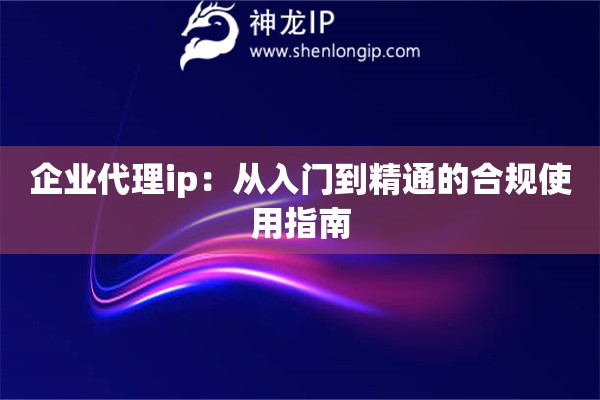 企業(yè)代理ip：從入門到精通的合規(guī)使用指南