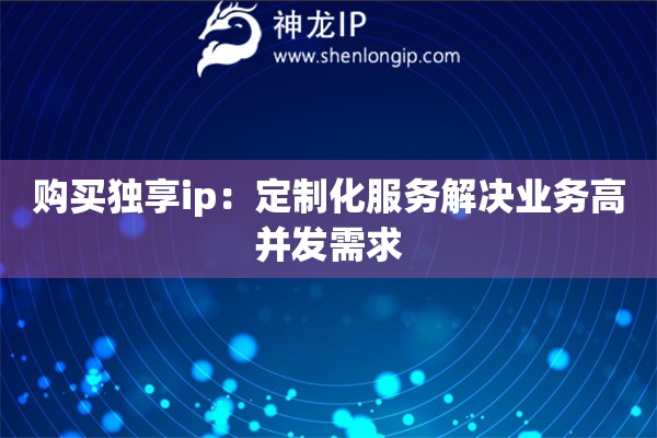 購(gòu)買獨(dú)享ip：定制化服務(wù)解決業(yè)務(wù)高并發(fā)需求