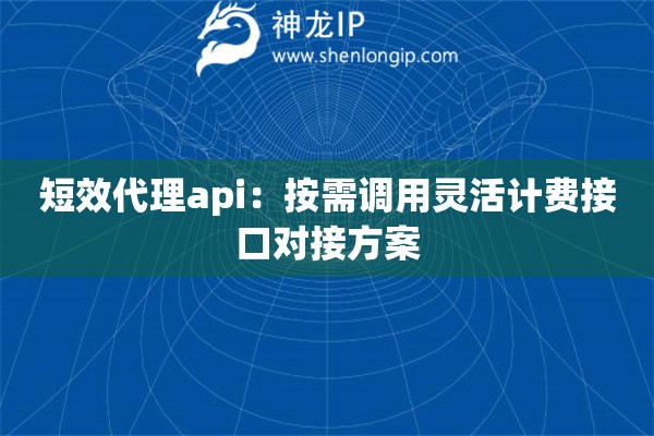 短效代理api：按需調(diào)用靈活計費接口對接方案