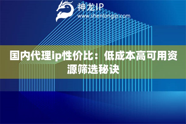 國內(nèi)代理ip性價比：低成本高可用資源篩選秘訣