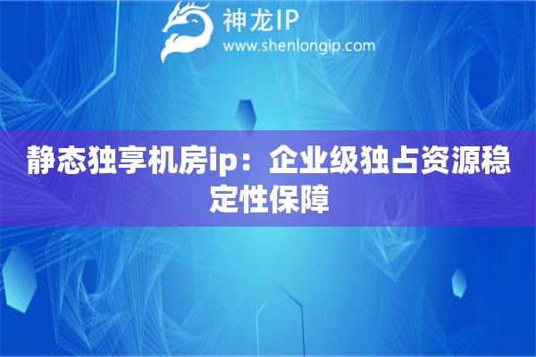詳細(xì)閱讀:靜態(tài)獨(dú)享機(jī)房ip:企業(yè)級(jí)獨(dú)占資源穩(wěn)定性保障 靜態(tài)獨(dú)享機(jī)房ip:企業(yè)級(jí)獨(dú)占資源穩(wěn)定性保障