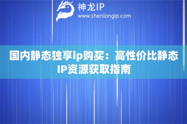 國內(nèi)靜態(tài)獨享ip購買：高性價比靜態(tài)IP資源獲取指南