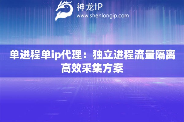單進(jìn)程單ip代理：獨(dú)立進(jìn)程流量隔離高效采集方案