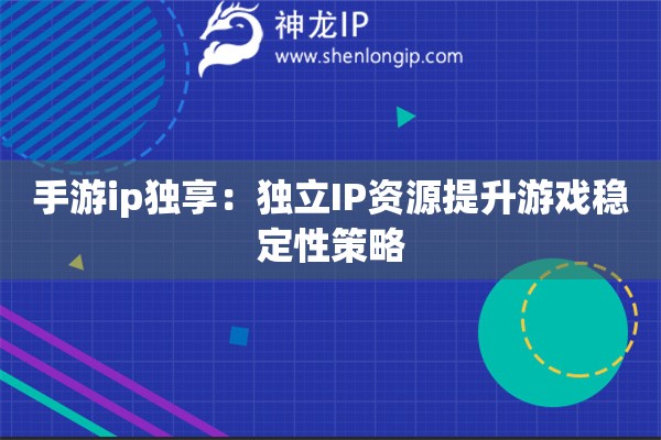 手游ip獨享：獨立IP資源提升游戲穩(wěn)定性策略