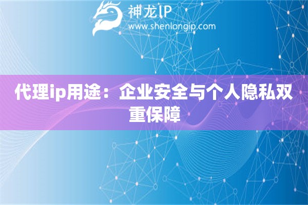 代理ip用途：企業(yè)安全與個人隱私雙重保障