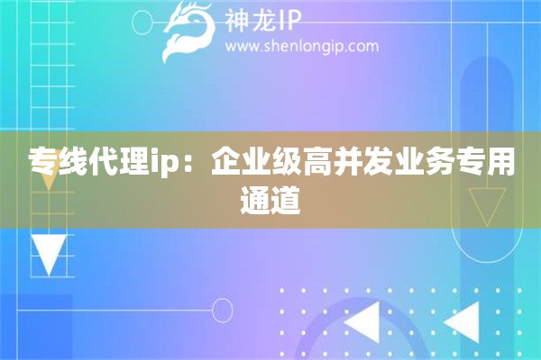 專線代理ip：企業(yè)級高并發(fā)業(yè)務專用通道