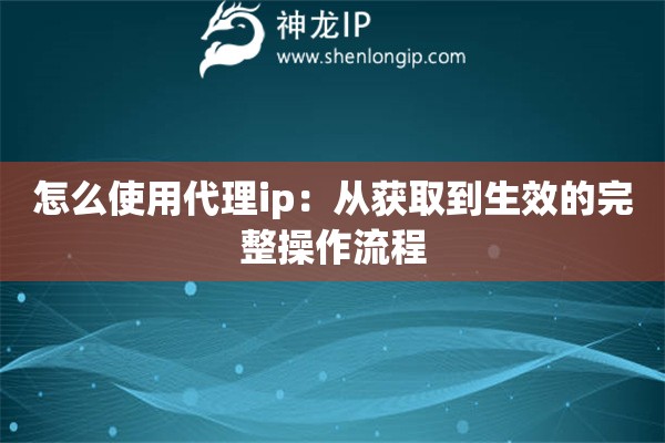 怎么使用代理ip：從獲取到生效的完整操作流程