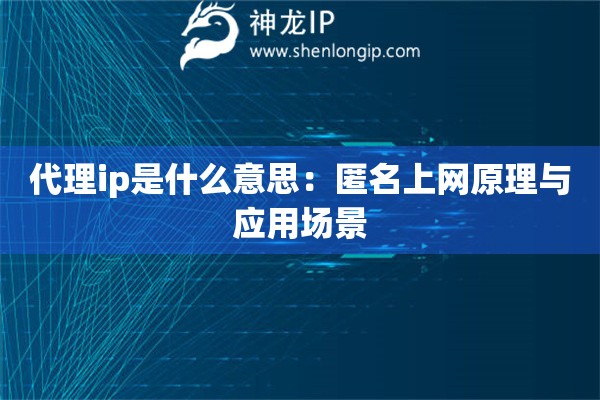 代理ip是什么意思：匿名上網(wǎng)原理與應用場景