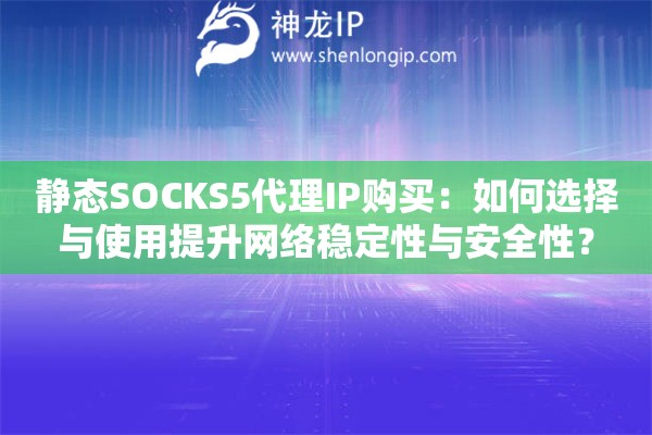 靜態(tài)SOCKS5代理IP購買：如何選擇與使用提升網(wǎng)絡(luò)穩(wěn)定性與安全性？