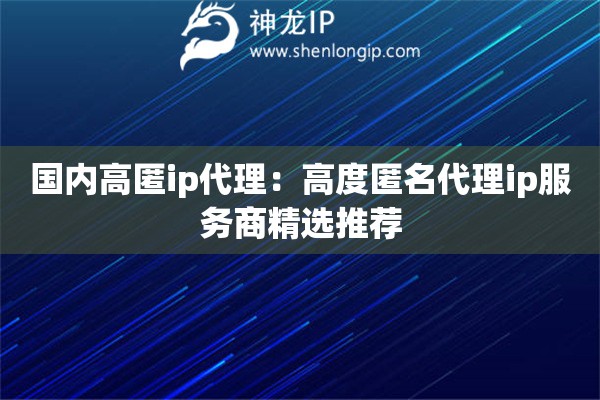 國內高匿ip代理：高度匿名代理ip服務商精選推薦