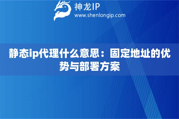 靜態(tài)ip代理什么意思：固定地址的優(yōu)勢與部署方案
