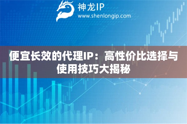 便宜長(zhǎng)效的代理IP：高性價(jià)比選擇與使用技巧大揭秘