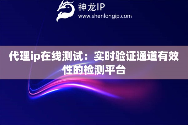 代理ip在線測試：實時驗證通道有效性的檢測平臺