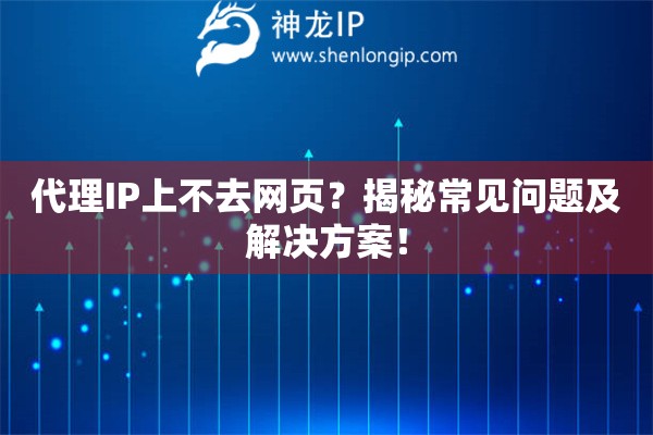 代理IP上不去網(wǎng)頁(yè)？揭秘常見(jiàn)問(wèn)題及解決方案！