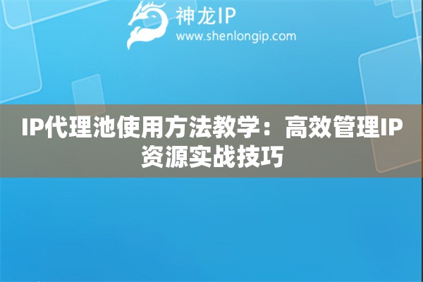 IP代理池使用方法教學(xué)：高效管理IP資源實戰(zhàn)技巧