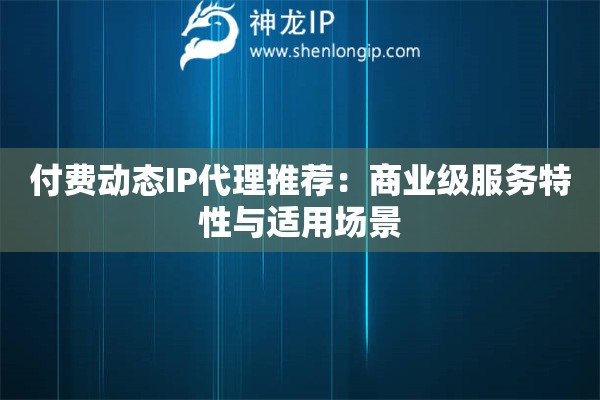 付費動態(tài)IP代理推薦：商業(yè)級服務(wù)特性與適用場景