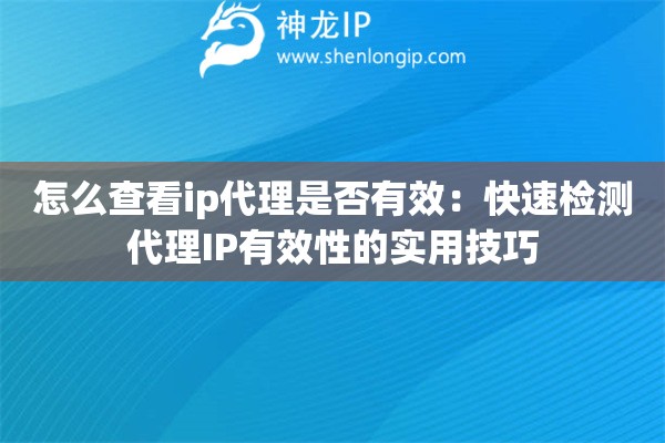 怎么查看ip代理是否有效：快速檢測代理IP有效性的實用技巧
