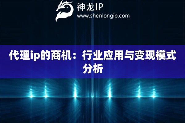 代理ip的商機：行業(yè)應用與變現(xiàn)模式分析