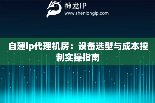 自建ip代理機房：設備選型與成本控制實操指南