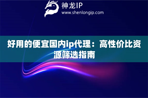 好用的便宜國(guó)內(nèi)ip代理：高性價(jià)比資源篩選指南