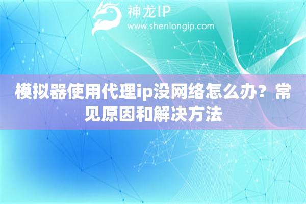 模擬器使用代理ip沒網(wǎng)絡(luò)怎么辦？常見原因和解決方法