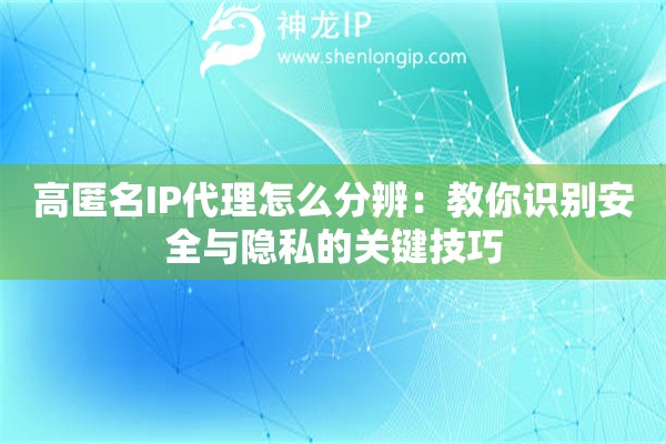 高匿名IP代理怎么分辨：教你識別安全與隱私的關鍵技巧