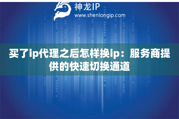 買了ip代理之后怎樣換ip：服務(wù)商提供的快速切換通道