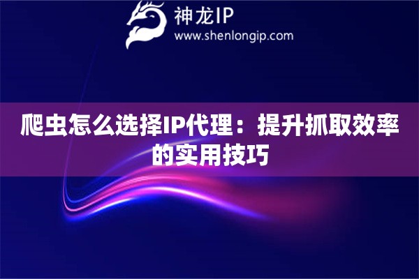 爬蟲怎么選擇IP代理：提升抓取效率的實用技巧