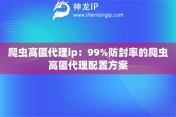 爬蟲高匿代理ip：99%防封率的爬蟲高匿代理配置方案