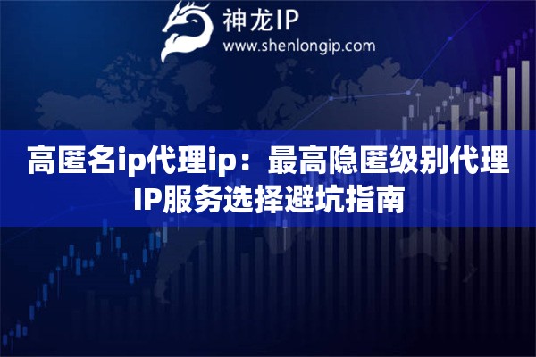 高匿名ip代理ip：最高隱匿級別代理IP服務選擇避坑指南