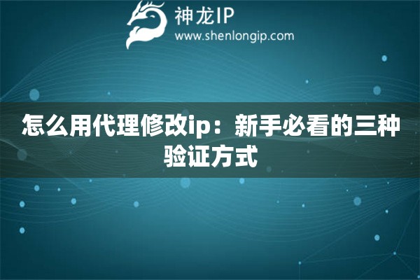 怎么用代理修改ip：新手必看的三種驗證方式